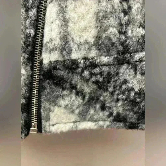 Guess Black & White Plaid 3/4 Wide Sleeve wool blend Moto Jacket Size Medium - Picture 8 of 14